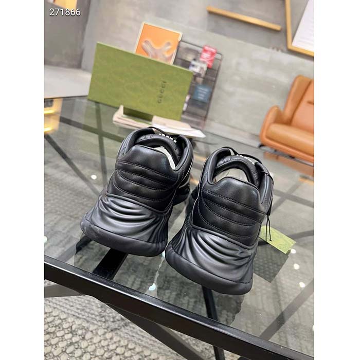 G*u*i gg unisex ripple sneaker black leather mesh lightweight lace-up low heel