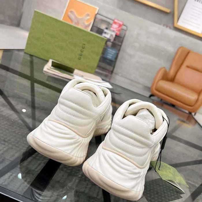 G*u*i gg unisex ripple sneaker off white leather mesh lightweight lace-up low heel