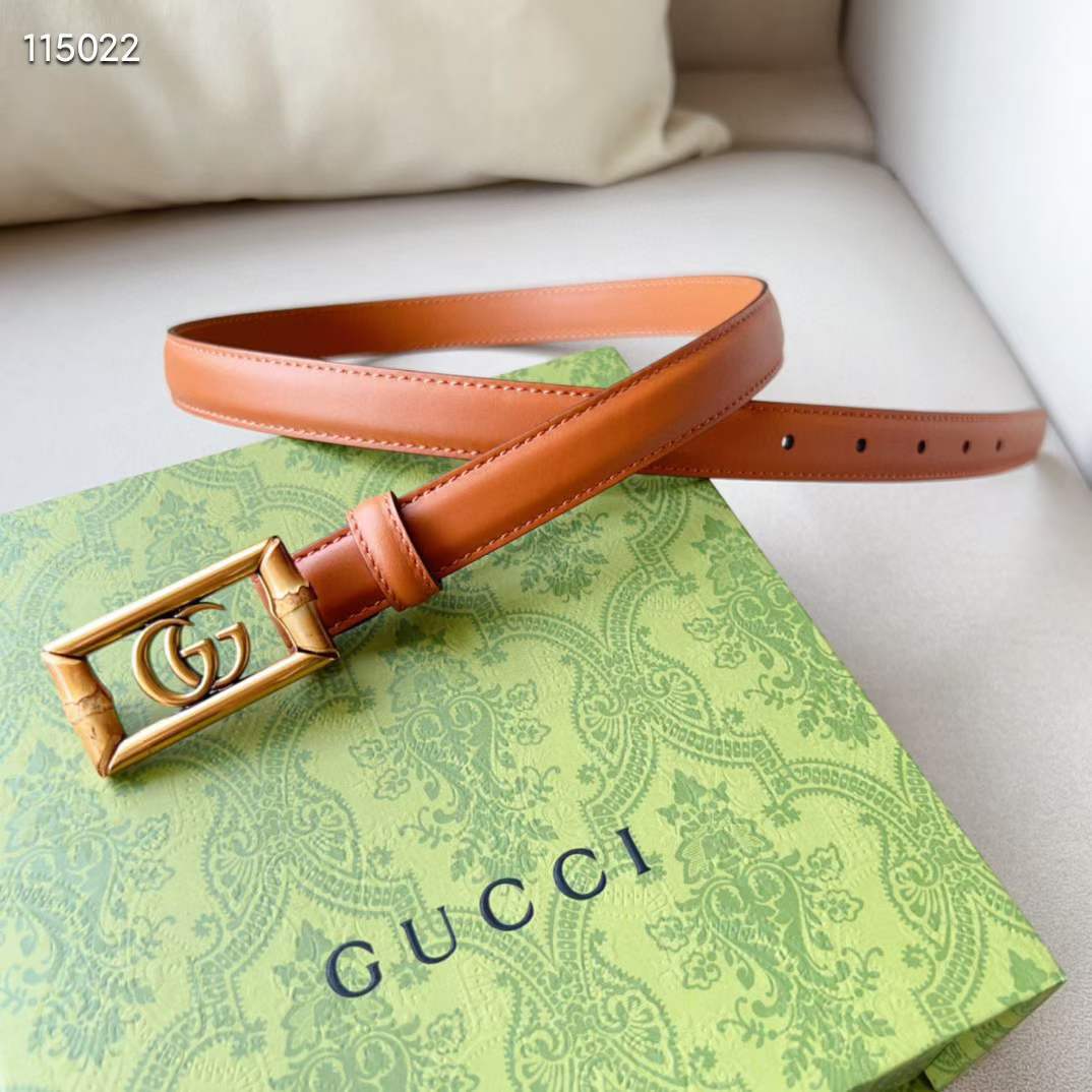 G*u*i unisex gg belt double g buckle bamboo cuir leather 1.8 cm width