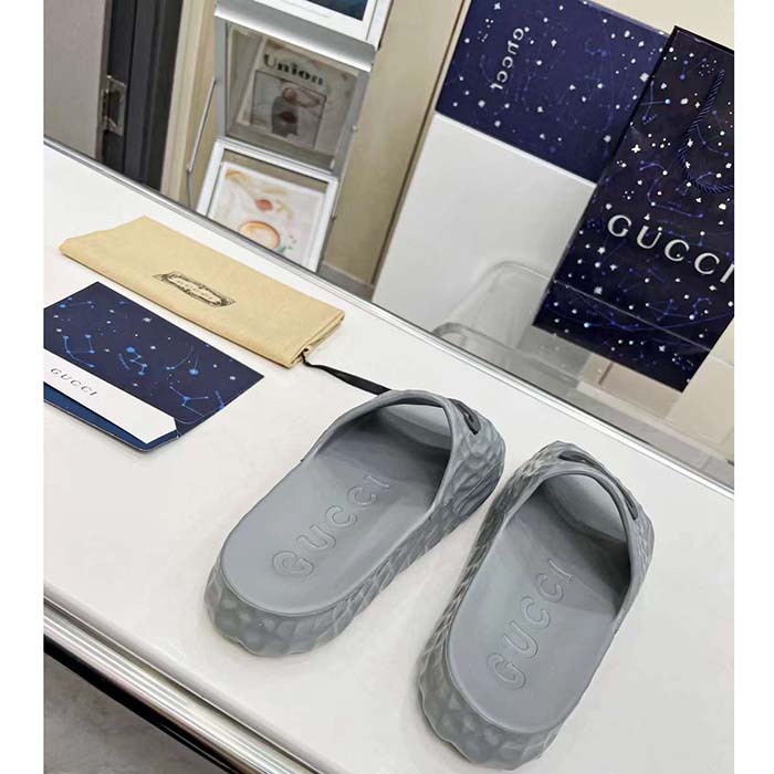 G*u*i unisex gg interlocking g slide sandal grey textured rubber