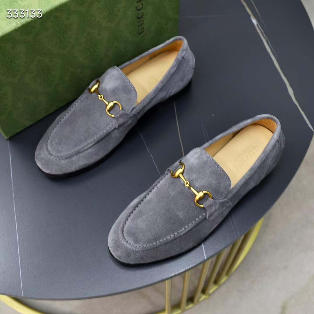 G*u*i unisex gg jordaan loafer horsebit blake light sage suede leather flat