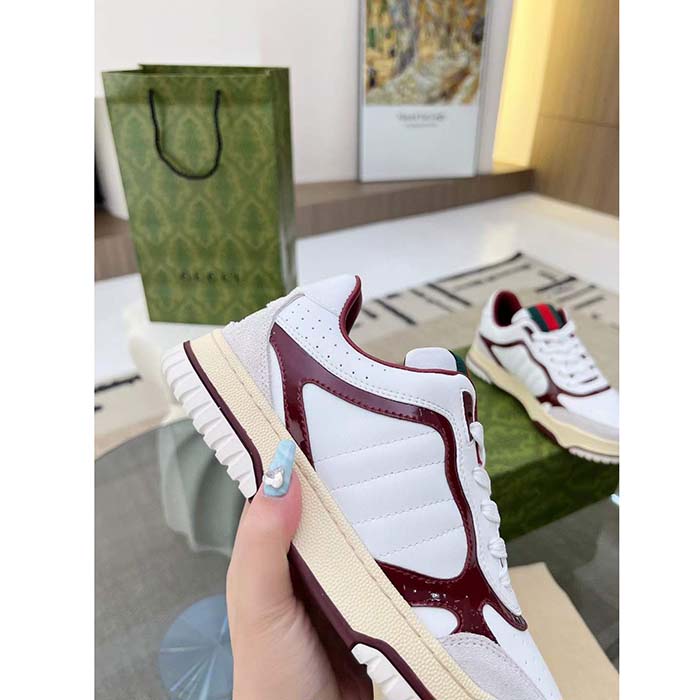 G*u*i unisex gg re-web sneaker white leather beige suede low heel