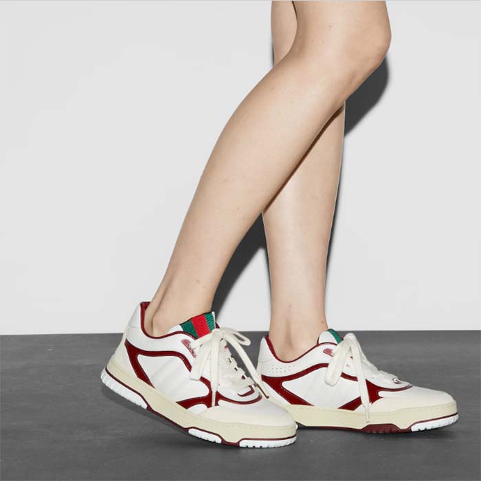 G*u*i unisex gg re-web sneaker white leather beige suede low heel