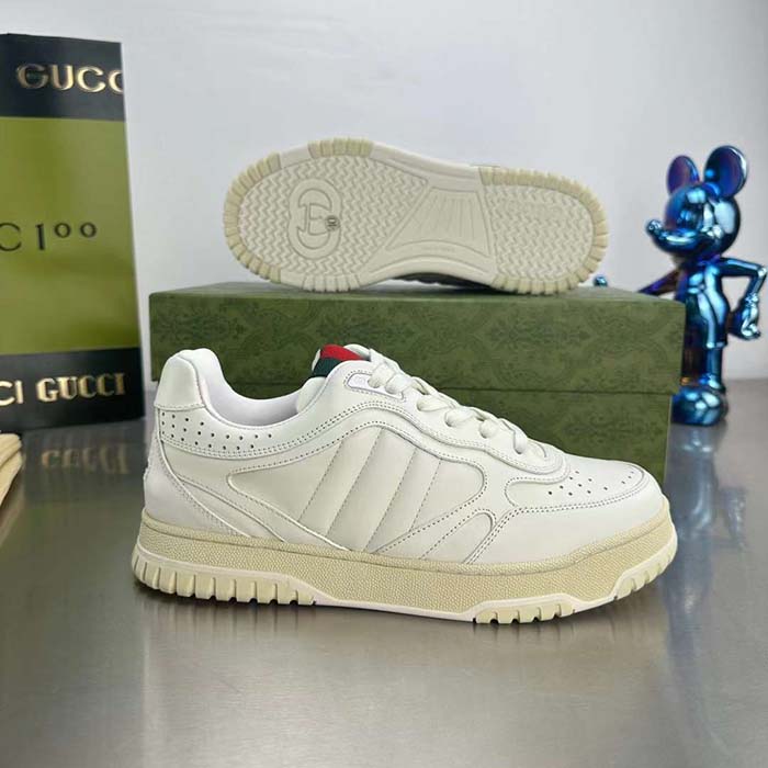 G*u*i unisex gg re-web sneaker white leather low 3 cm heel