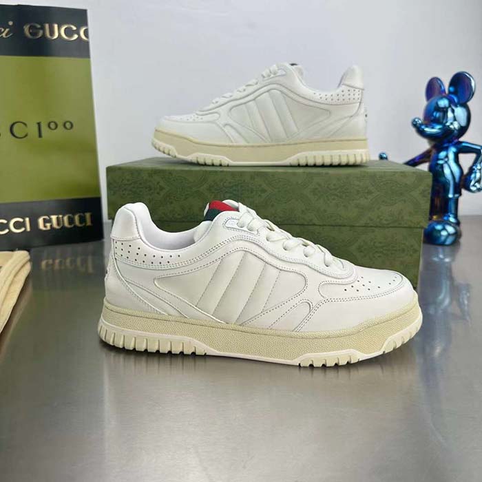 G*u*i unisex gg re-web sneaker white leather low 3 cm heel