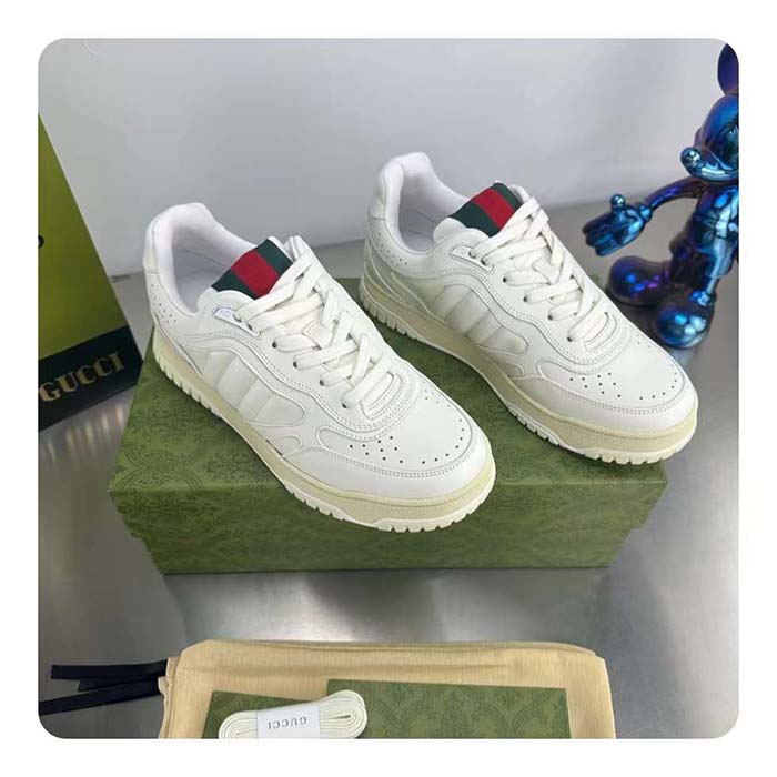 G*u*i unisex gg re-web sneaker white leather low 3 cm heel
