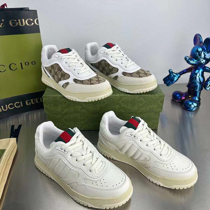 G*u*i unisex gg re-web sneaker white leather low 3 cm heel