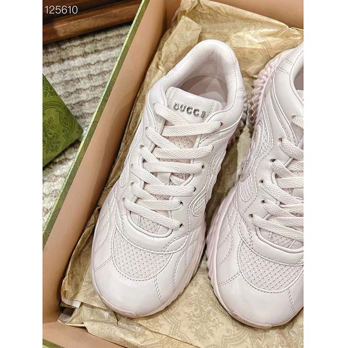 G*u*i unisex gg riple senaker pale pink leather interlocking g lightweight rubber