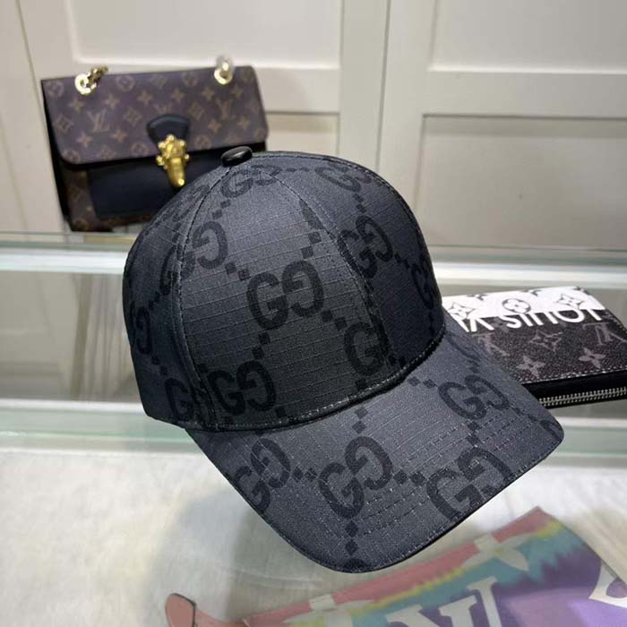 G*u*i unisex gg ripstop baseball hat dark grey black cotton
