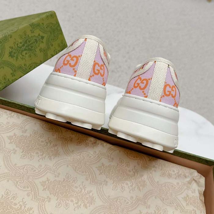 G*u*i unisex gg sneaker tennis 1977 pink orange canvas elements low heel