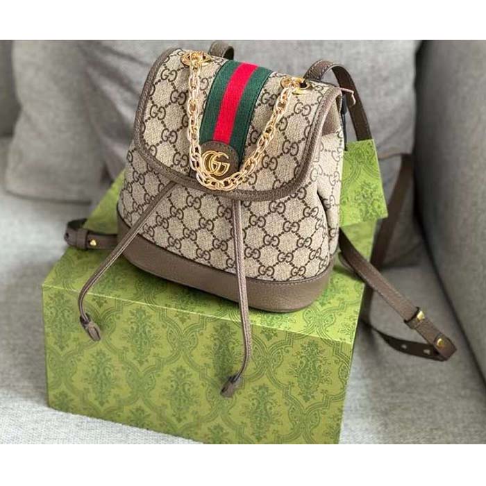 G*u*i unisex ophidia mini backpack beige ebony gg supreme canvas