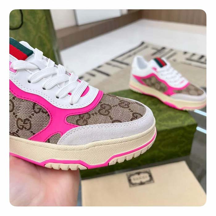 G*u*i unisex re-web sneaker beige ebony original gg canvas low heel