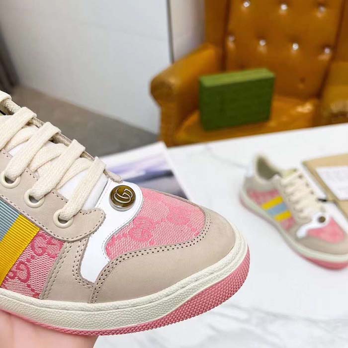 G*u*i unisex screener gg sneaker light pink gg canvas beige suede