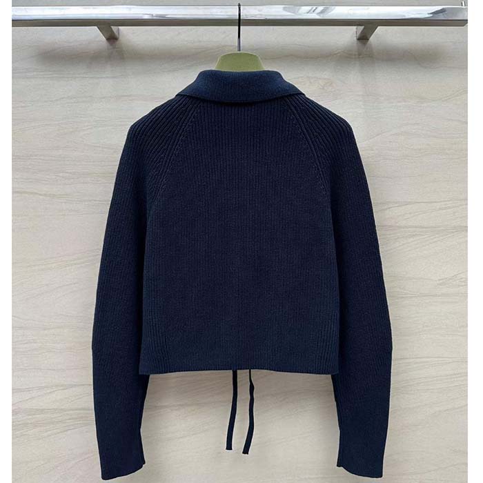G*u*i women gg chunky rib cotton polo top knitted label raglan long sleeves