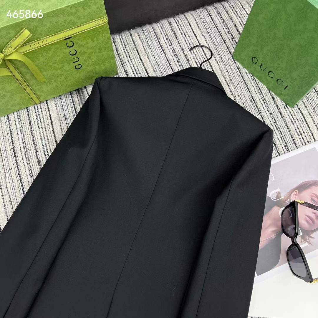 G*u*i women gg double-breasted wool jacket slimmer fitted sleeves button closure