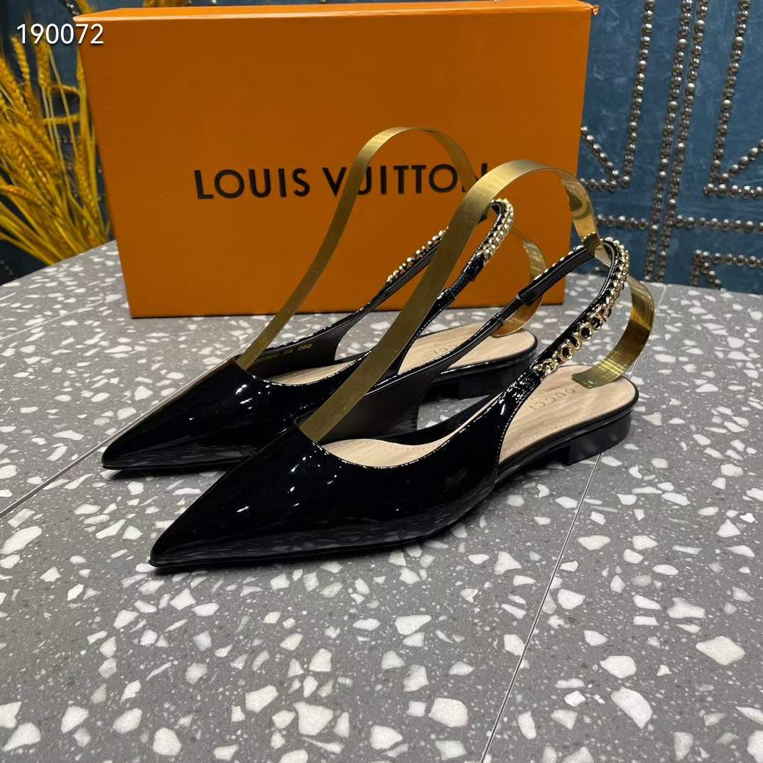 G*u*i women gg G*u*i signoria ballet flat black patent leather pointed toe