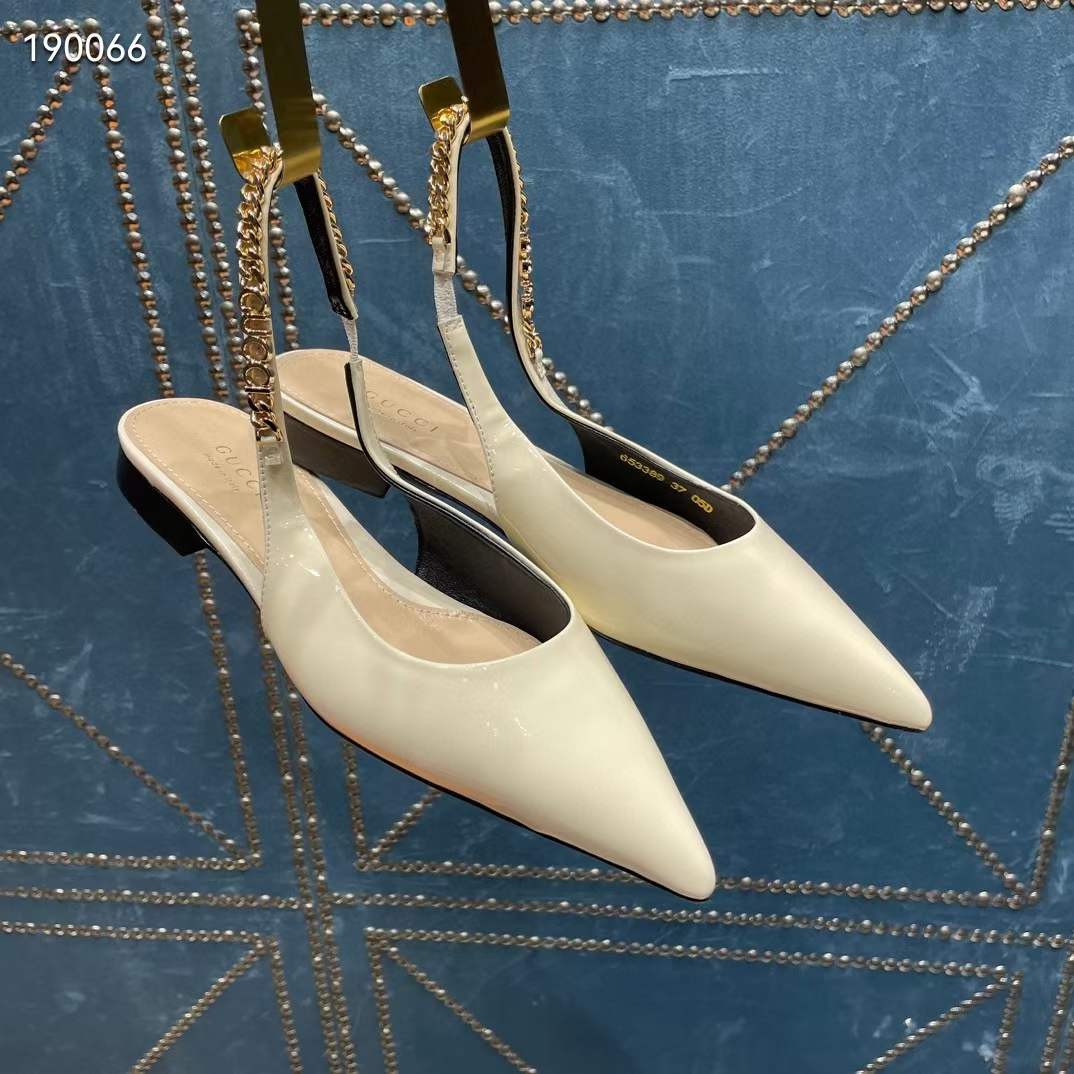G*u*i women gg G*u*i signoria ballet flat white patent leather pointed toe