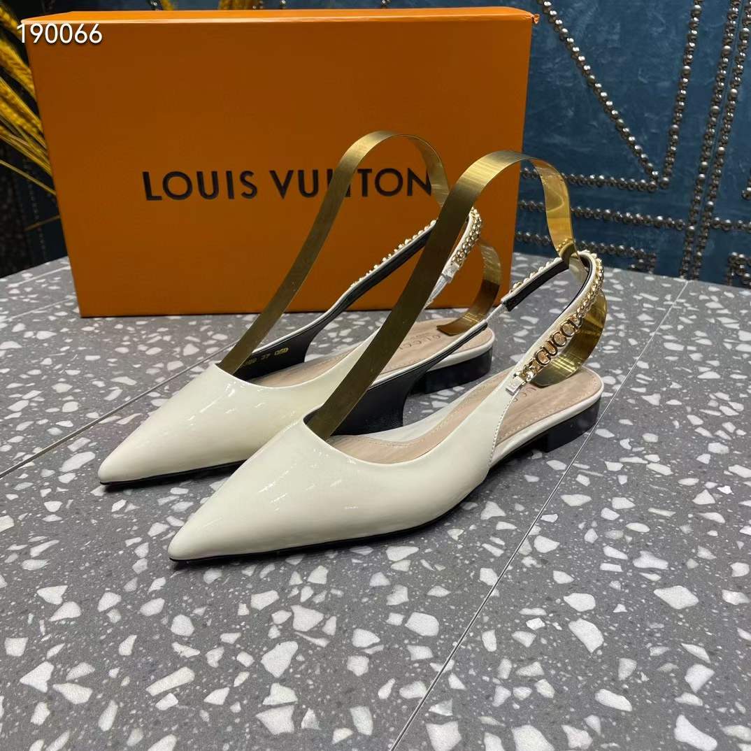 G*u*i women gg G*u*i signoria ballet flat white patent leather pointed toe