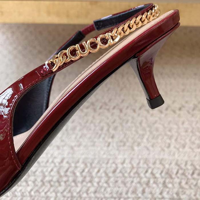 G*u*i women gg G*u*i signoria slingback pump red patent leather low heel
