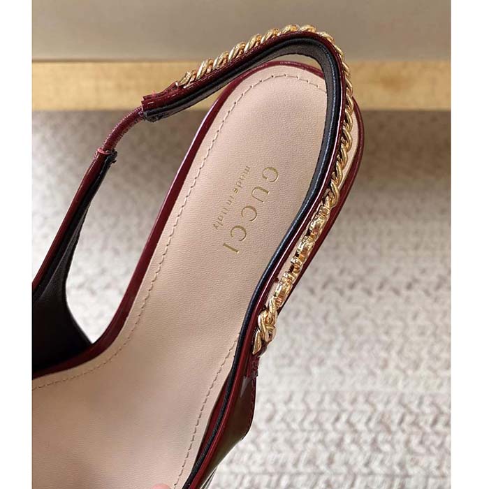 G*u*i women gg G*u*i signoria slingback pump red patent leather low heel