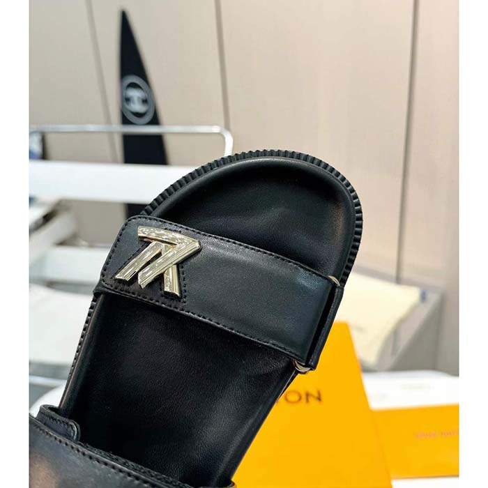 Louis Vuitton LV Sunset Comfort Flat Sandal Black Lamb Leather 1ABW6W