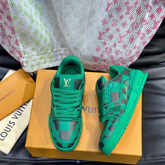 Louis Vuitton Unisex LV Trainer Sneaker Green Damier Calf Leather 1ACN5D