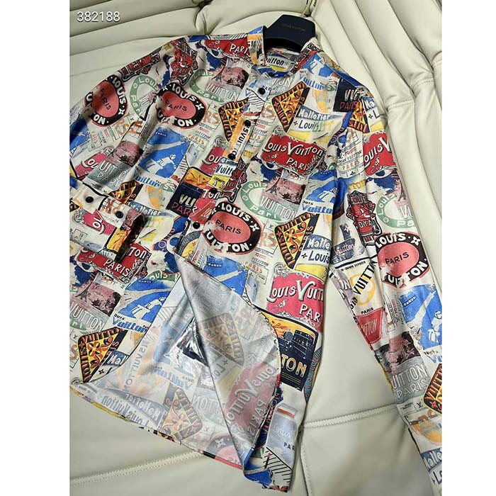 Louis Vuitton Men LV Flight Mode Elysee Palace Silk Shirt Ivory 1AFKYS