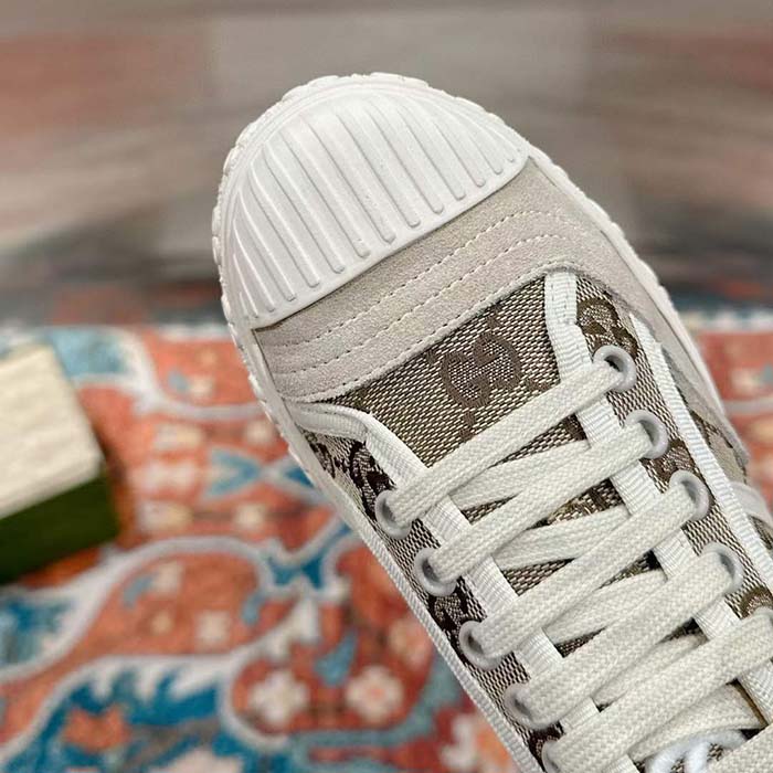 G*u*i unisex gg canvas sneaker beige ebony original gg canvas lace up flat