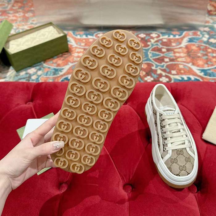 G*u*i unisex gg sneaker beige ebony original gg canvas low heel