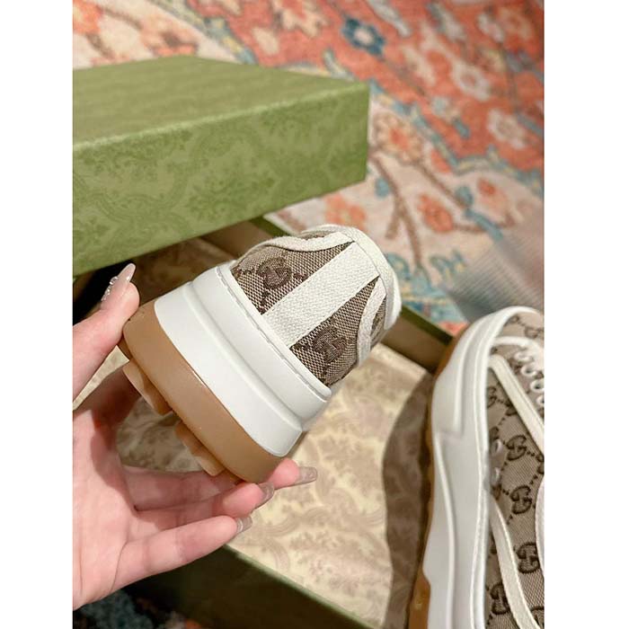 G*u*i unisex gg sneaker beige ebony original gg canvas low heel