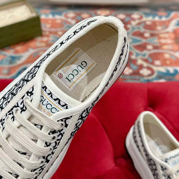 G*u*i unisex gg sneaker ivory black gg canvas jacquard low heel