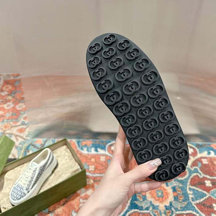 G*u*i unisex gg sneaker ivory black gg canvas jacquard low heel