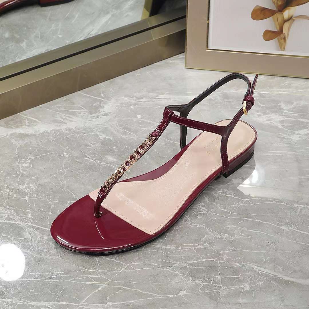 G*u*i women gg signoria thong sandal rosso ancora red patent leather flat