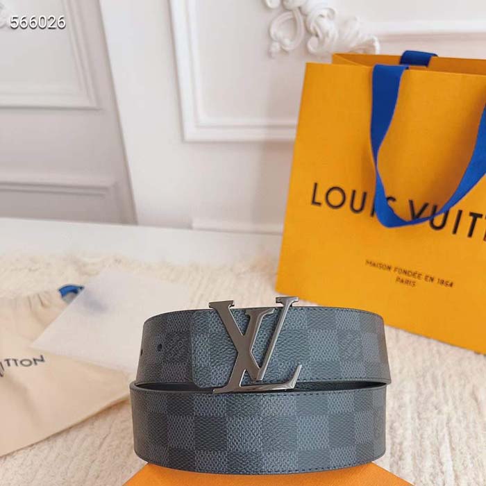 Louis Vuitton Unisex LV Initiales 40 MM Reversible Belt Grey Canvas Calf Leather M0213T