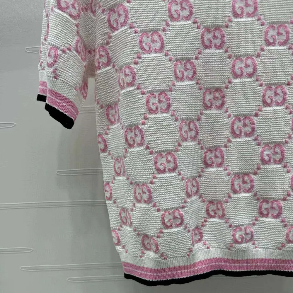 G*u*i women cotton crewneck top with gg intarsia 788766xkd1r9487