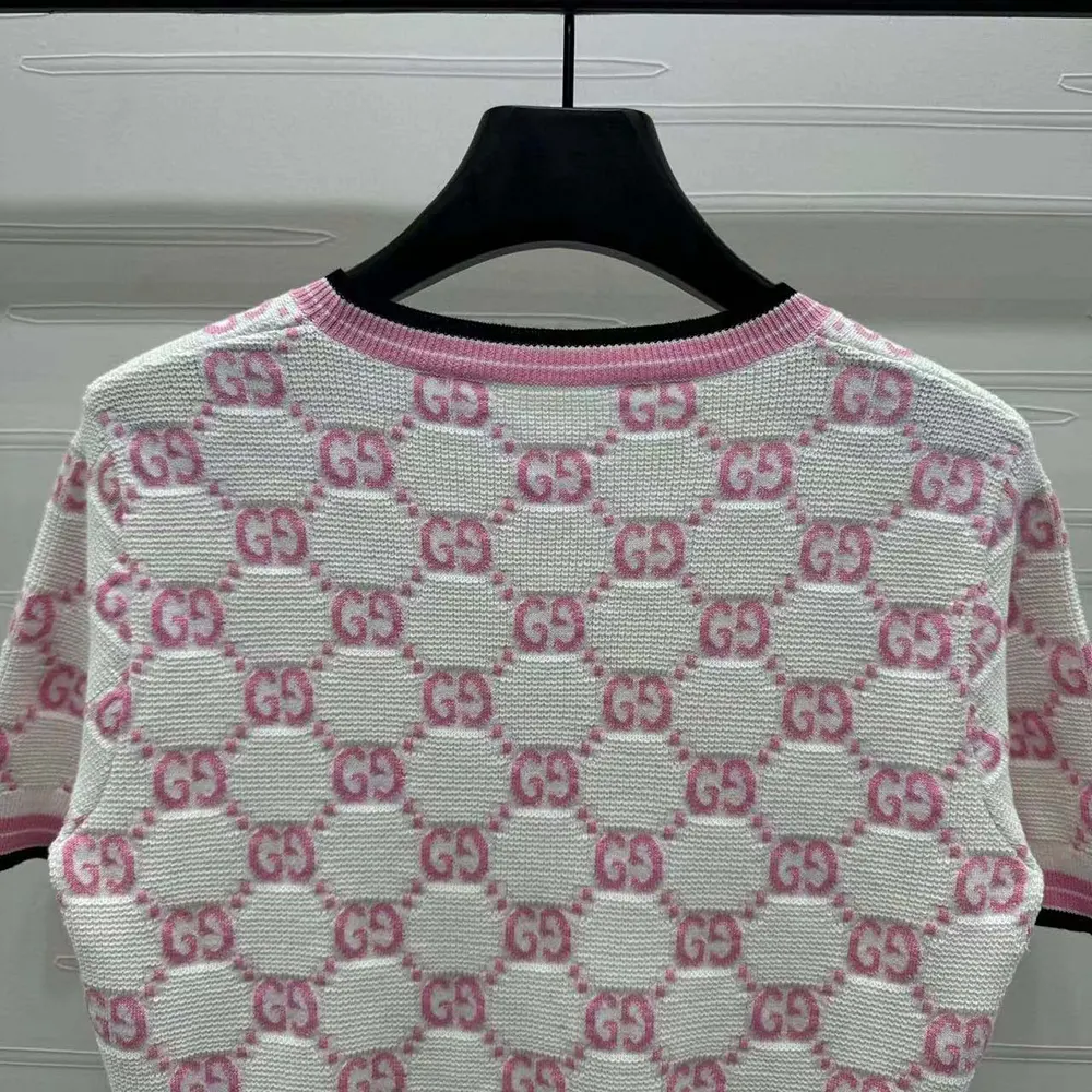 G*u*i women cotton crewneck top with gg intarsia 788766xkd1r9487
