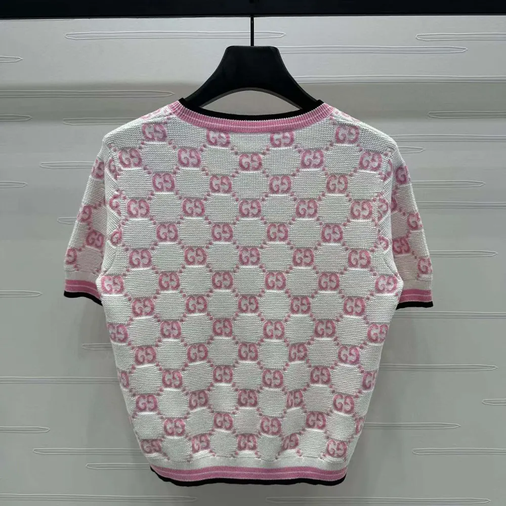 G*u*i women cotton crewneck top with gg intarsia 788766xkd1r9487