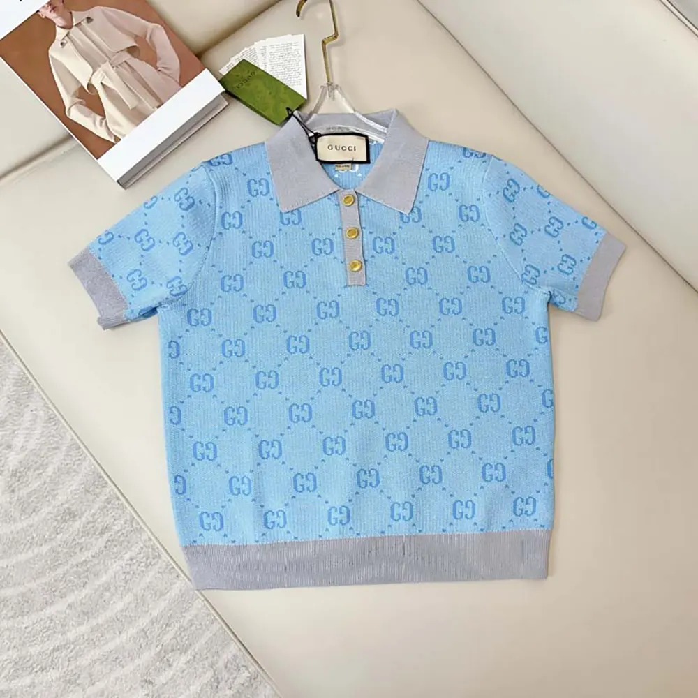 G*u*i women gg wool jacquard polo-blue 773631xkdk54576