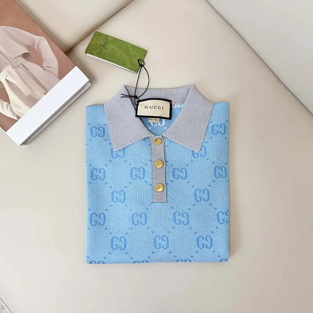 G*u*i women gg wool jacquard polo-blue 773631xkdk54576