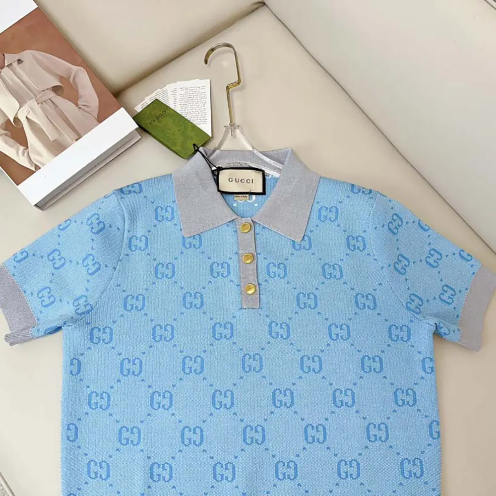 G*u*i women gg wool jacquard polo-blue 773631xkdk54576