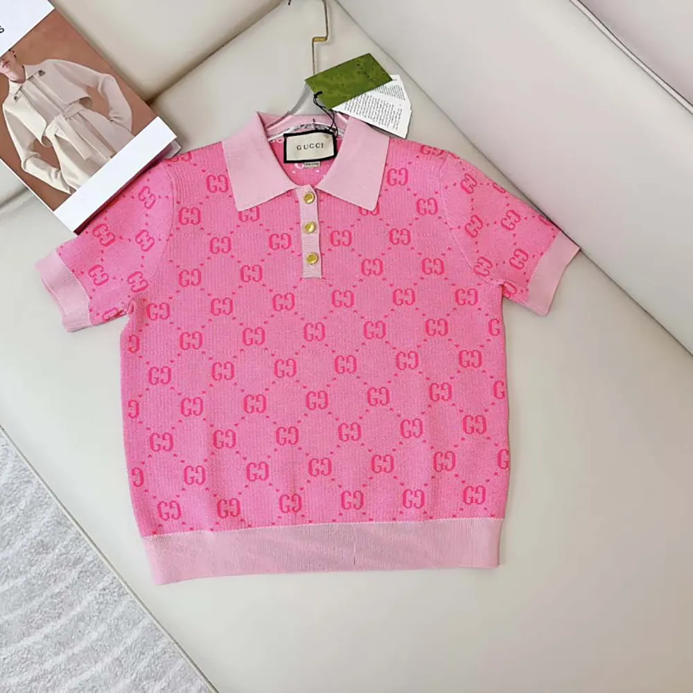 G*u*i women gg wool jacquard polo-pink 773631xkdk55152