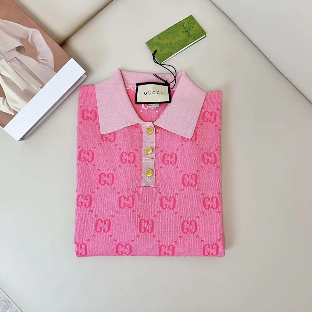 G*u*i women gg wool jacquard polo-pink 773631xkdk55152