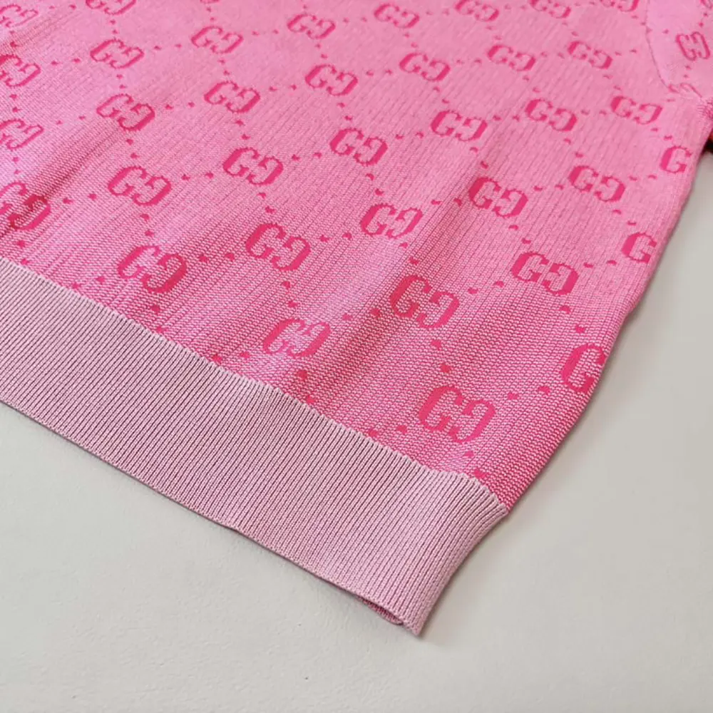 G*u*i women gg wool jacquard polo-pink 773631xkdk55152