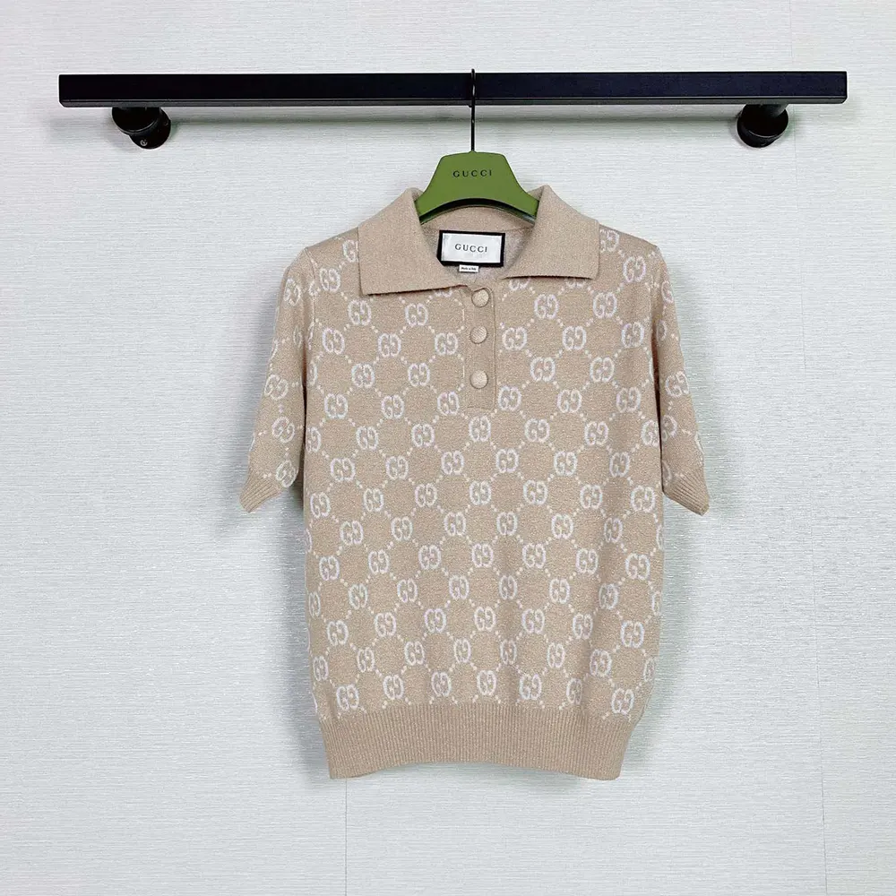 G*u*i women lame gg jacquard knit polo 678435xkb542132