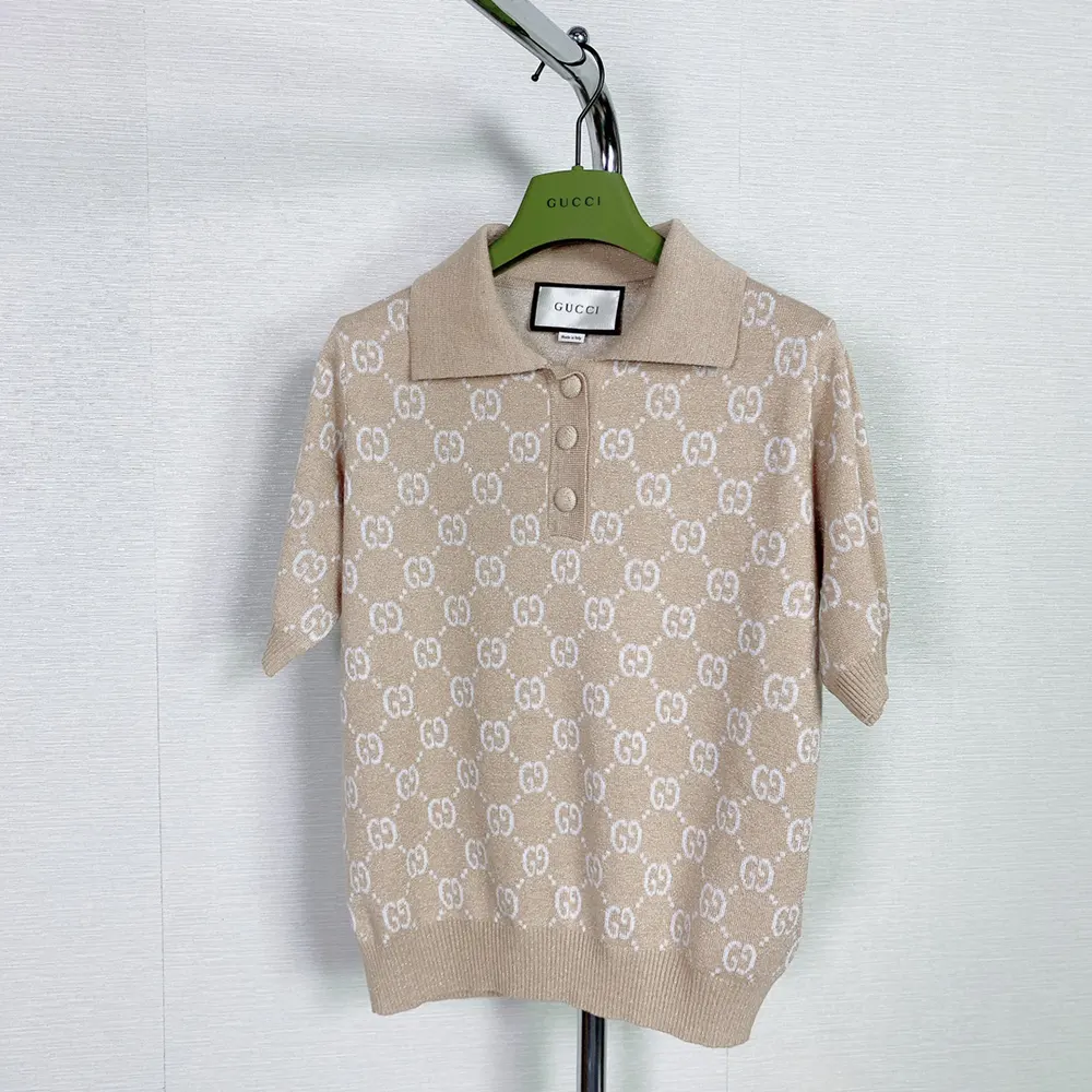 G*u*i women lame gg jacquard knit polo 678435xkb542132