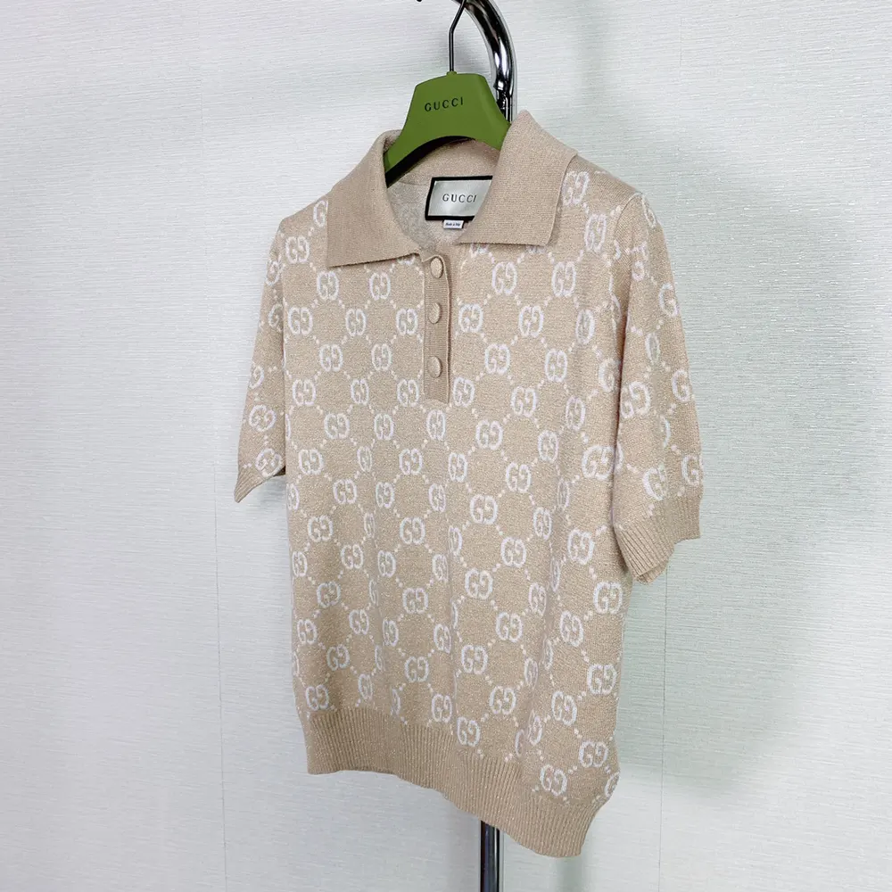 G*u*i women lame gg jacquard knit polo 678435xkb542132