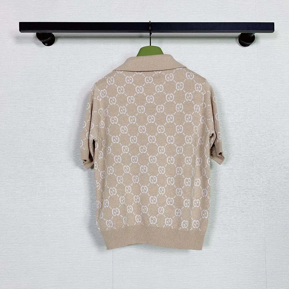 G*u*i women lame gg jacquard knit polo 678435xkb542132