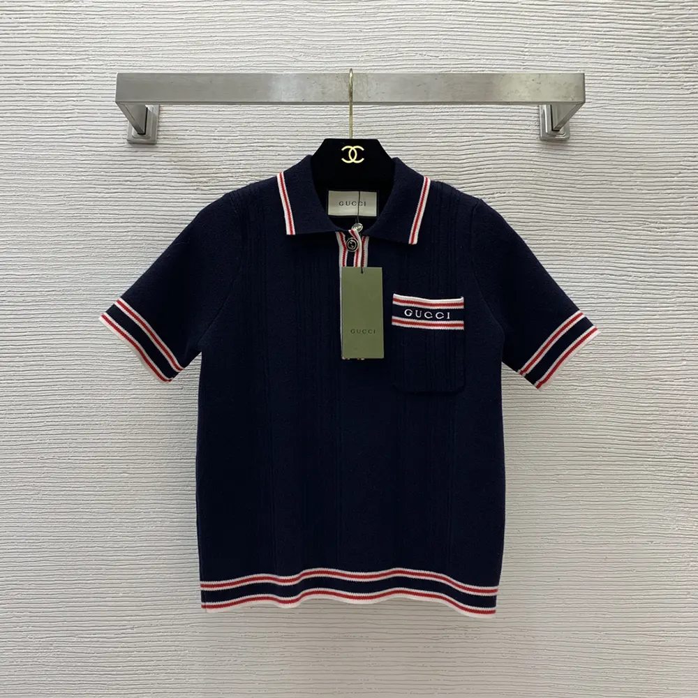 G*u*i women polo top with striped trim 691713xkd264915