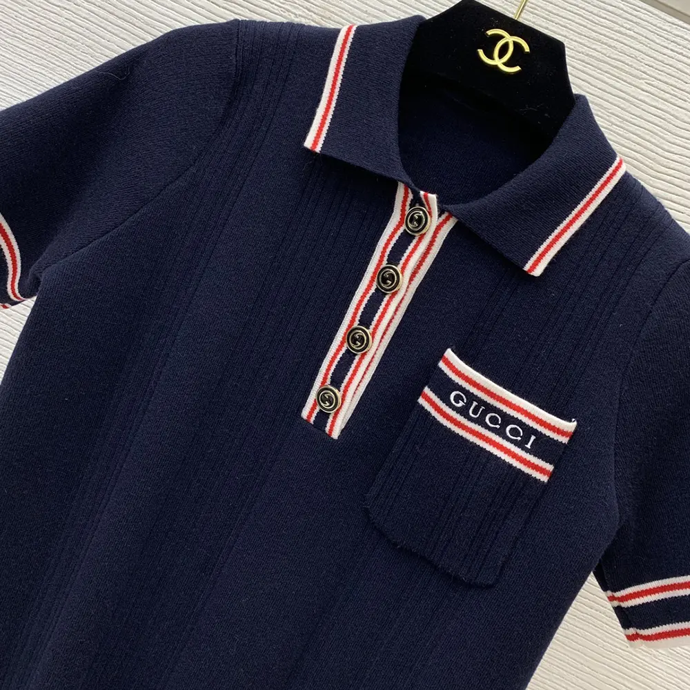 G*u*i women polo top with striped trim 691713xkd264915