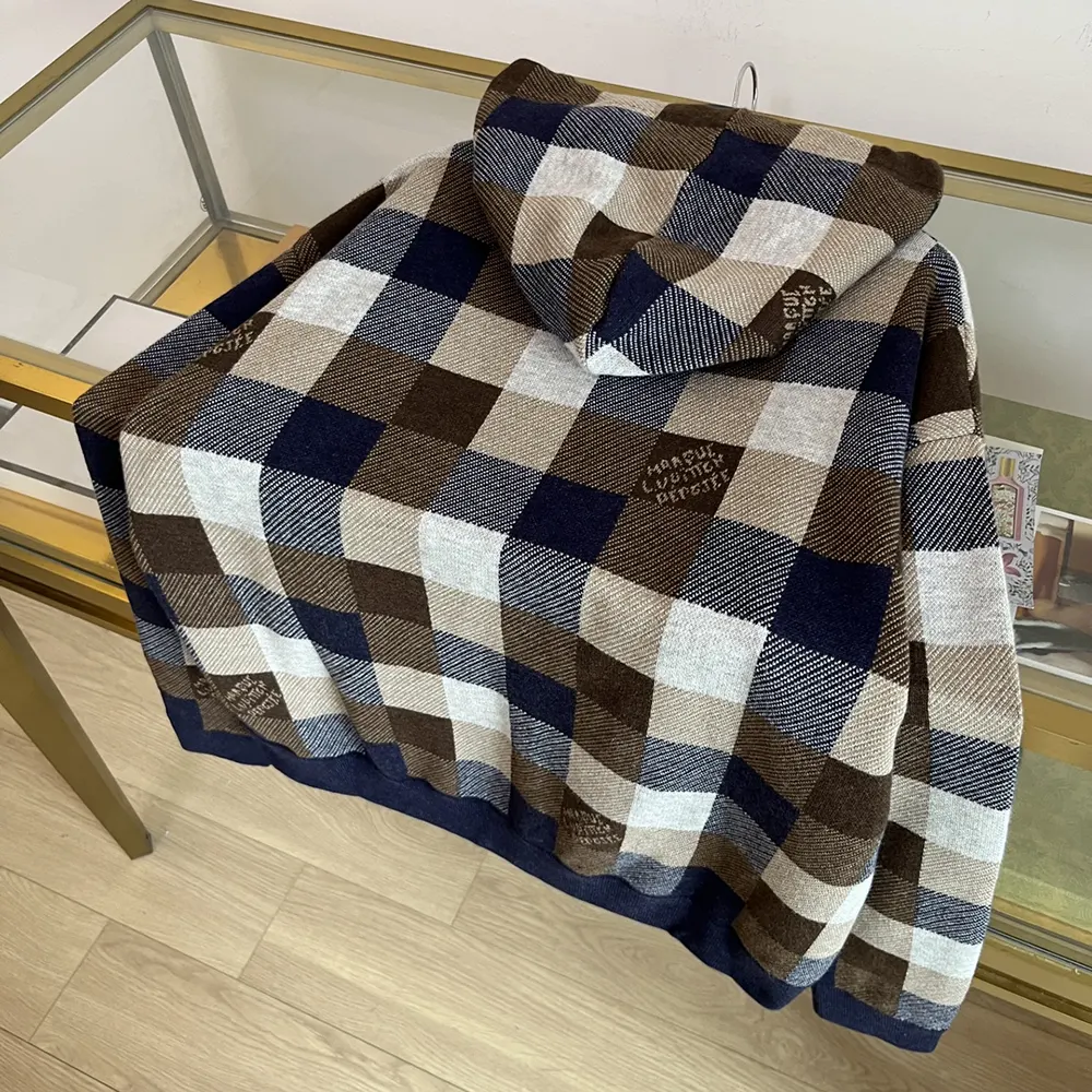 Louis Vuitton Men Damier Cashmere And Wool-Blend Hoodie 1AFXJV